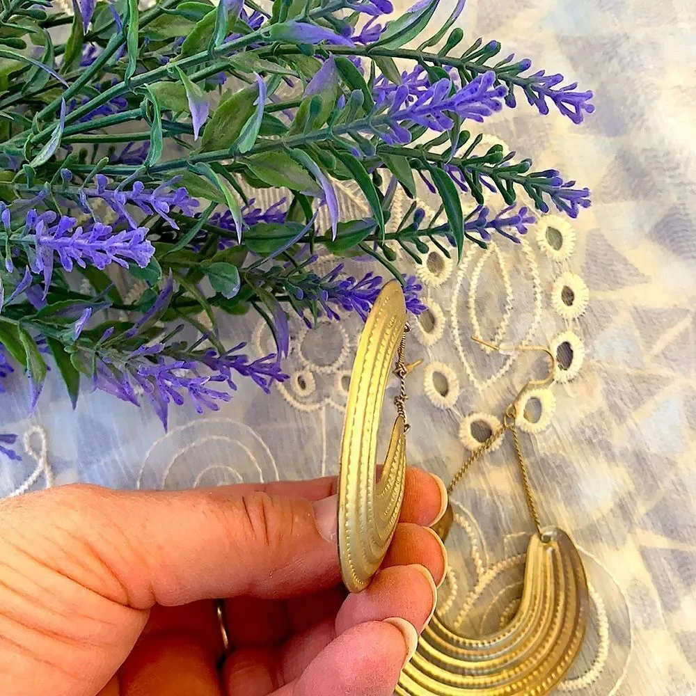 Fabulous Matte Gold Dangling Hoop Earrings